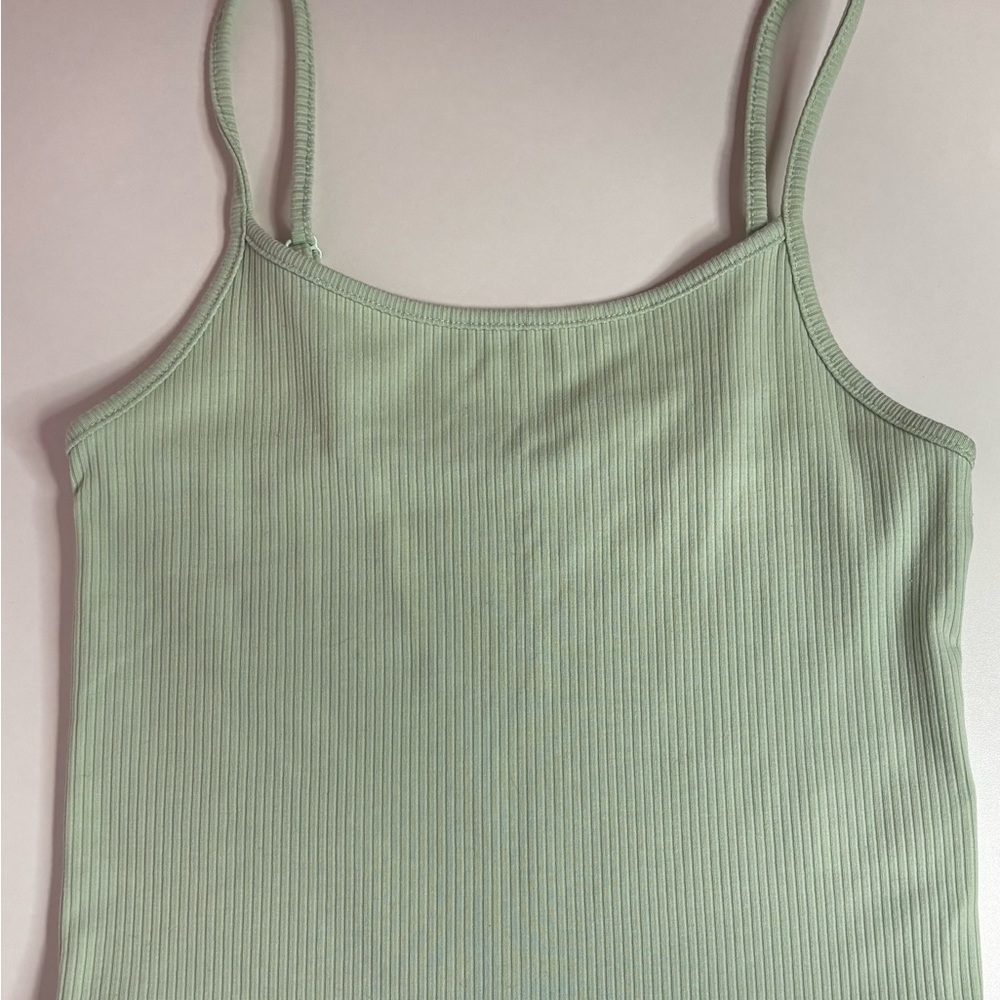 Green American Eagle Ribbed Tank Top
